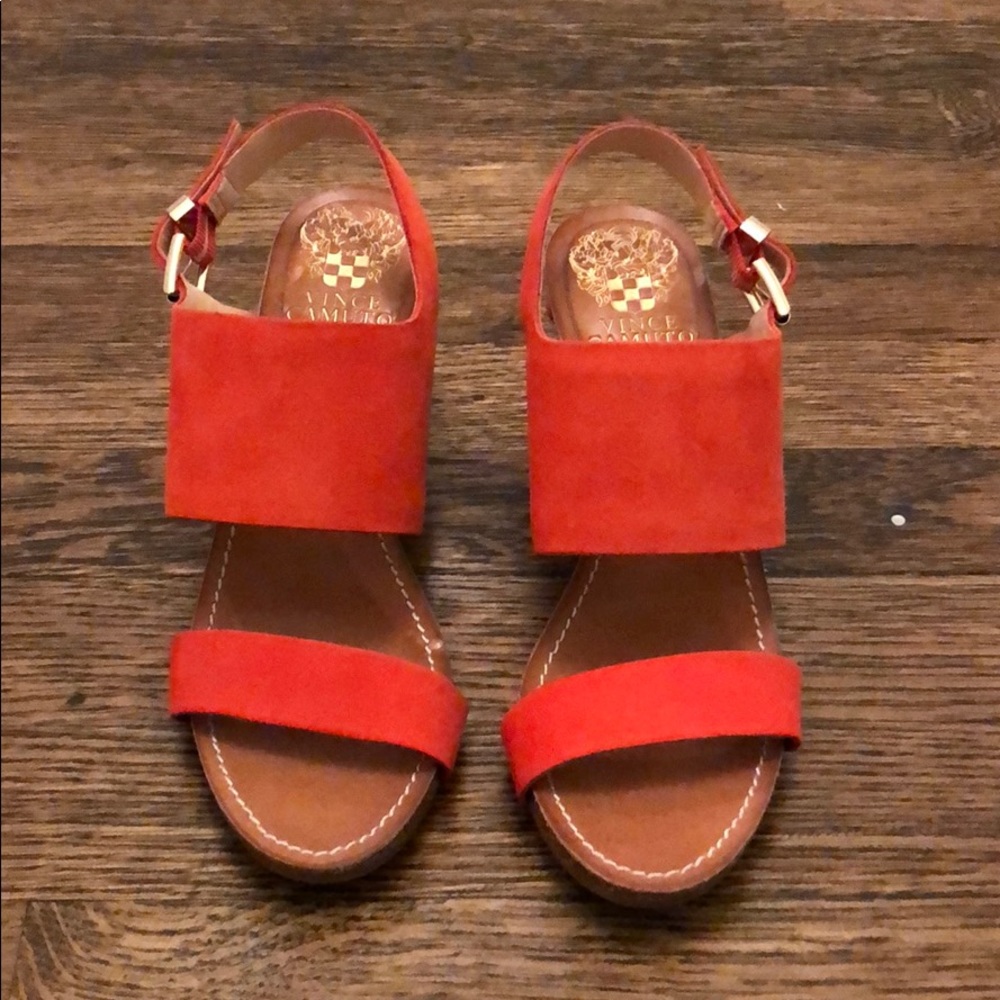 Vince Camuto Orange Nubuck Heels